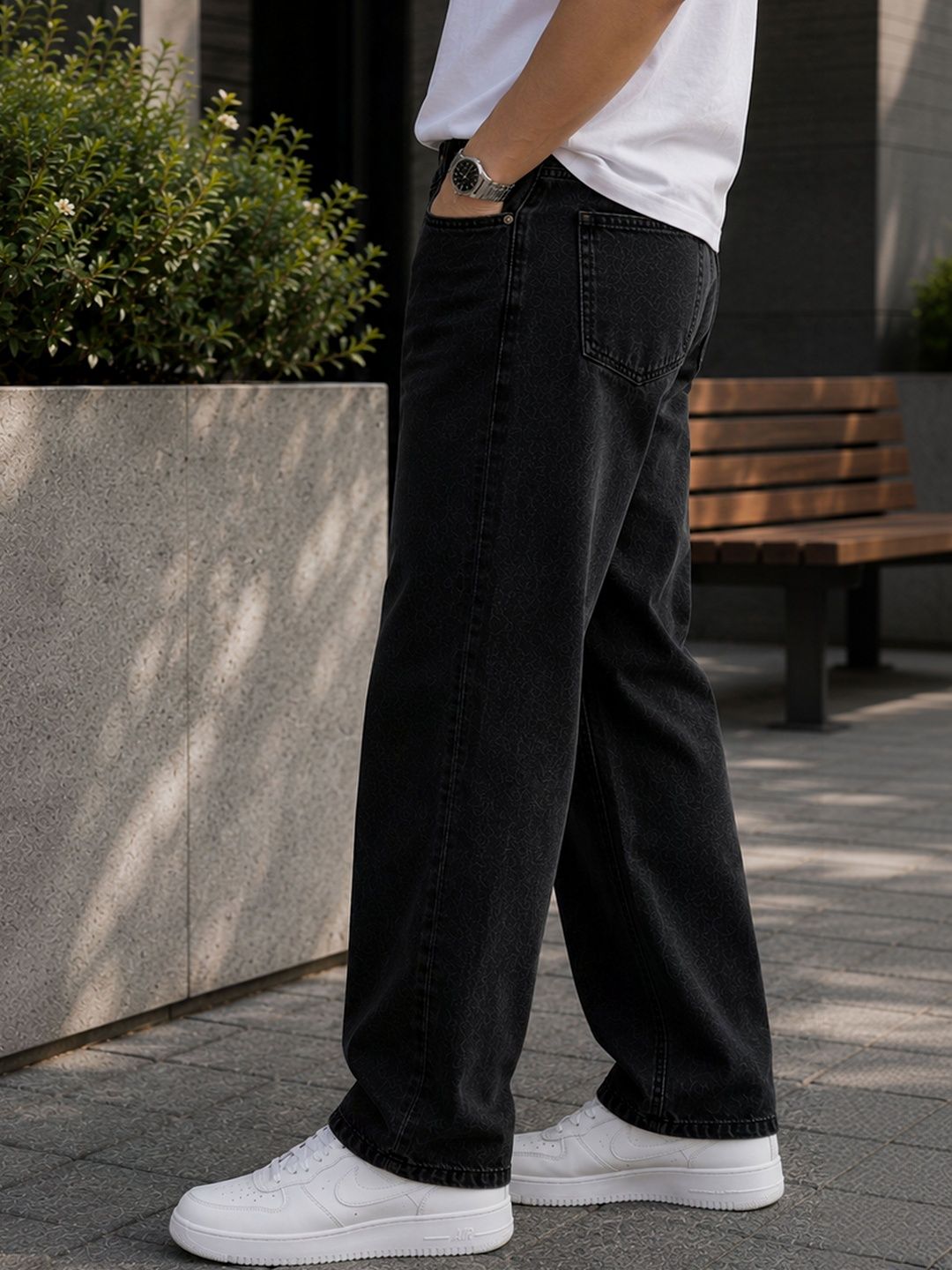 W.T.F Men Pure Cotton Comfort Charcoal Straight Fit Jeans