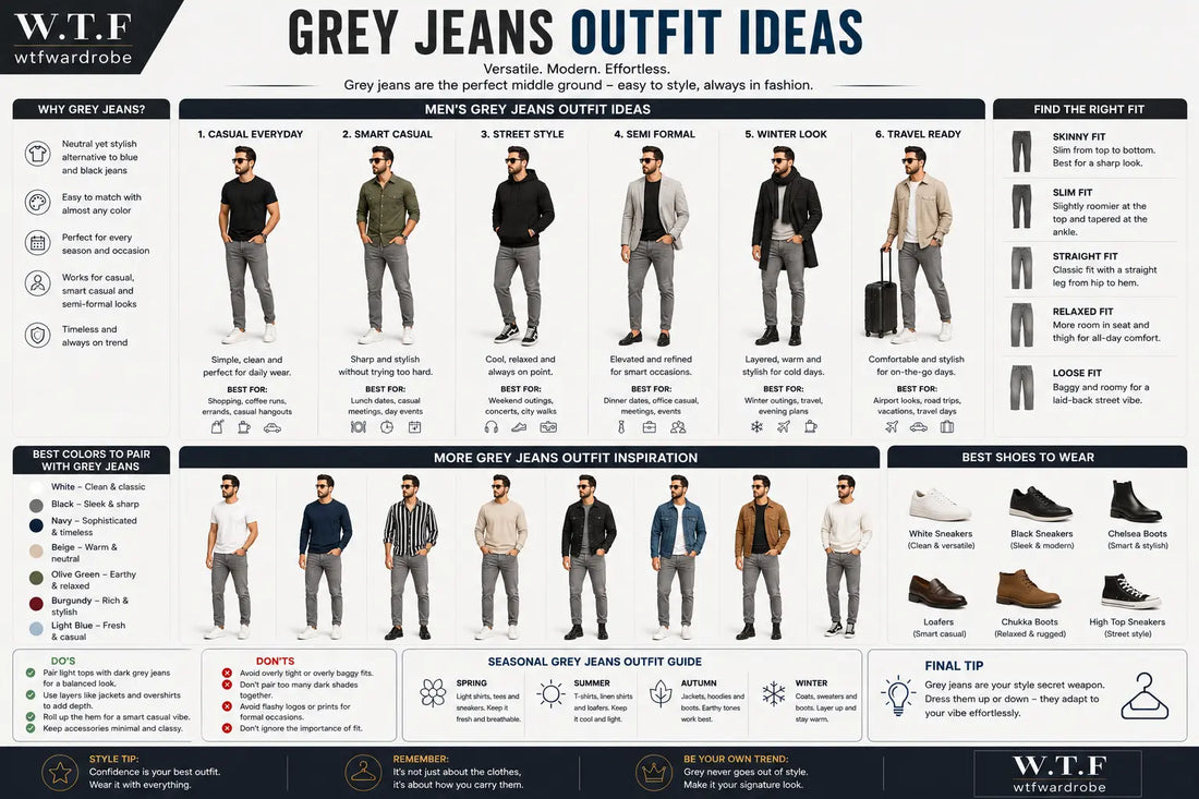 Grey Jeans Outfit Ideas: Stylish Ways to Wear Grey Jeans for Men
