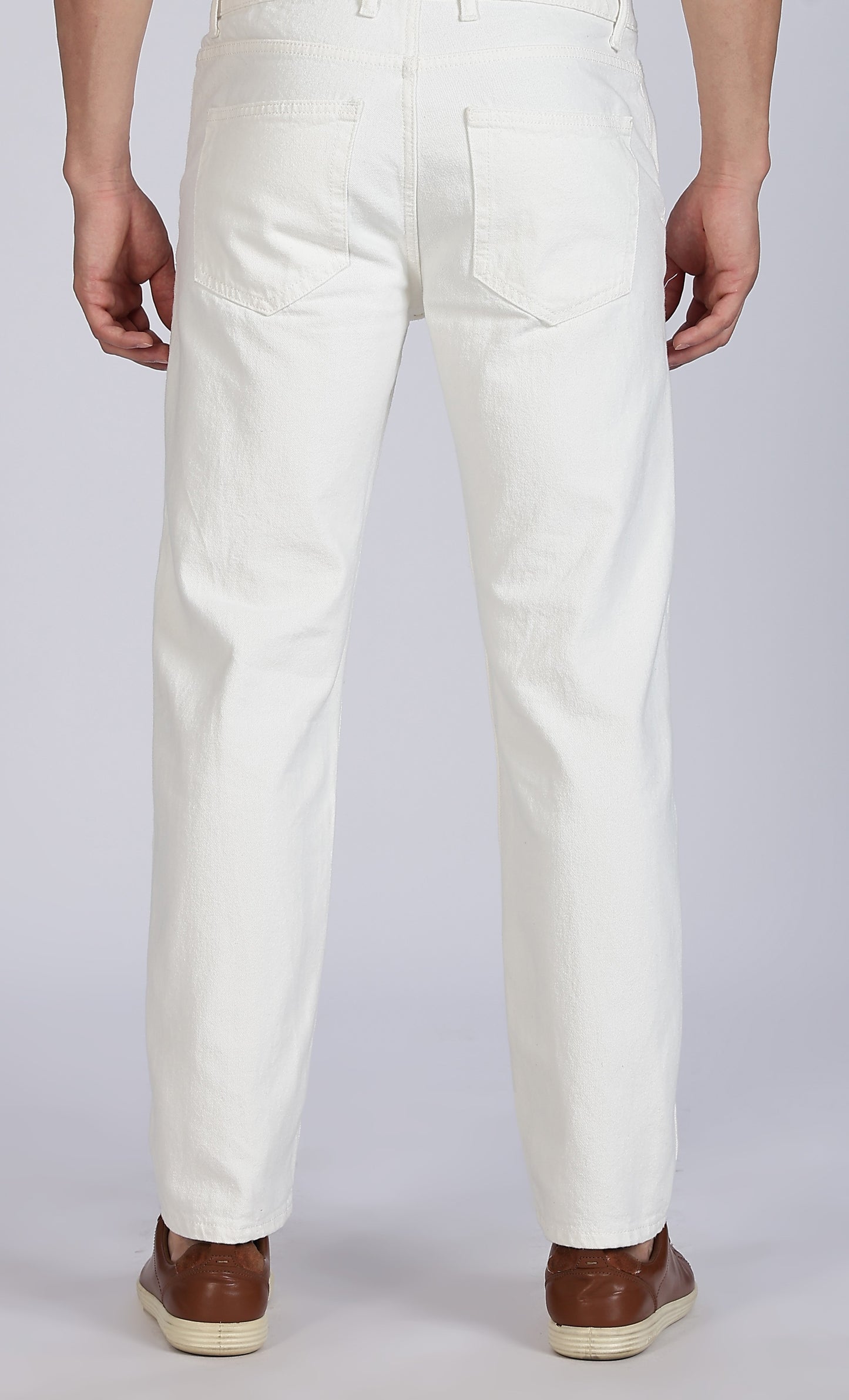 Men Casual Regular Fit Off White Mid Rise Jeans