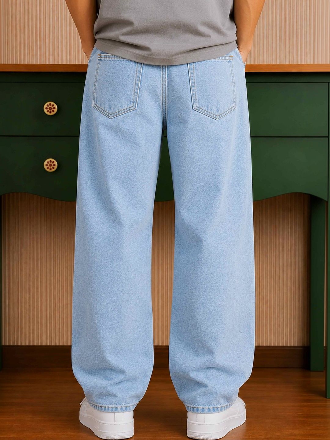 W.T.F Men Pure Cotton Comfort Blue Regular Fit Jeans
