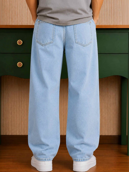 W.T.F Men Pure Cotton Comfort Blue Regular Fit Jeans