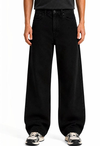 W.T.F Men Straight Fit Pure Cotton Comfort Black Jeans
