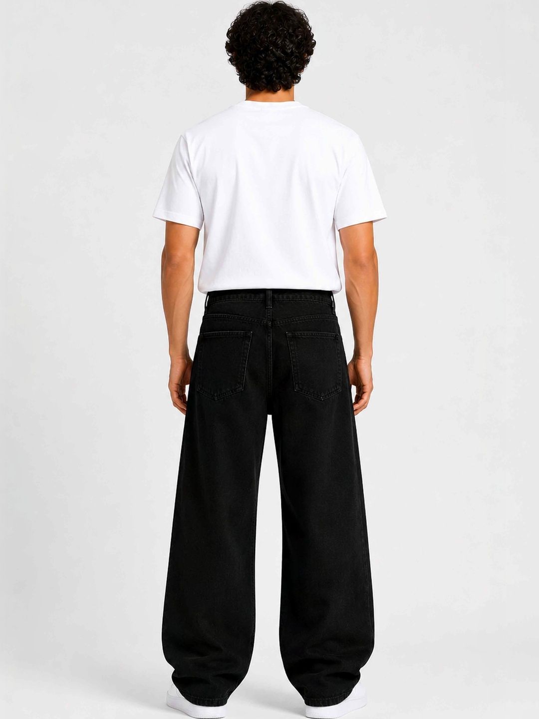 W.T.F Men Straight Fit Pure Cotton Comfort Black Jeans