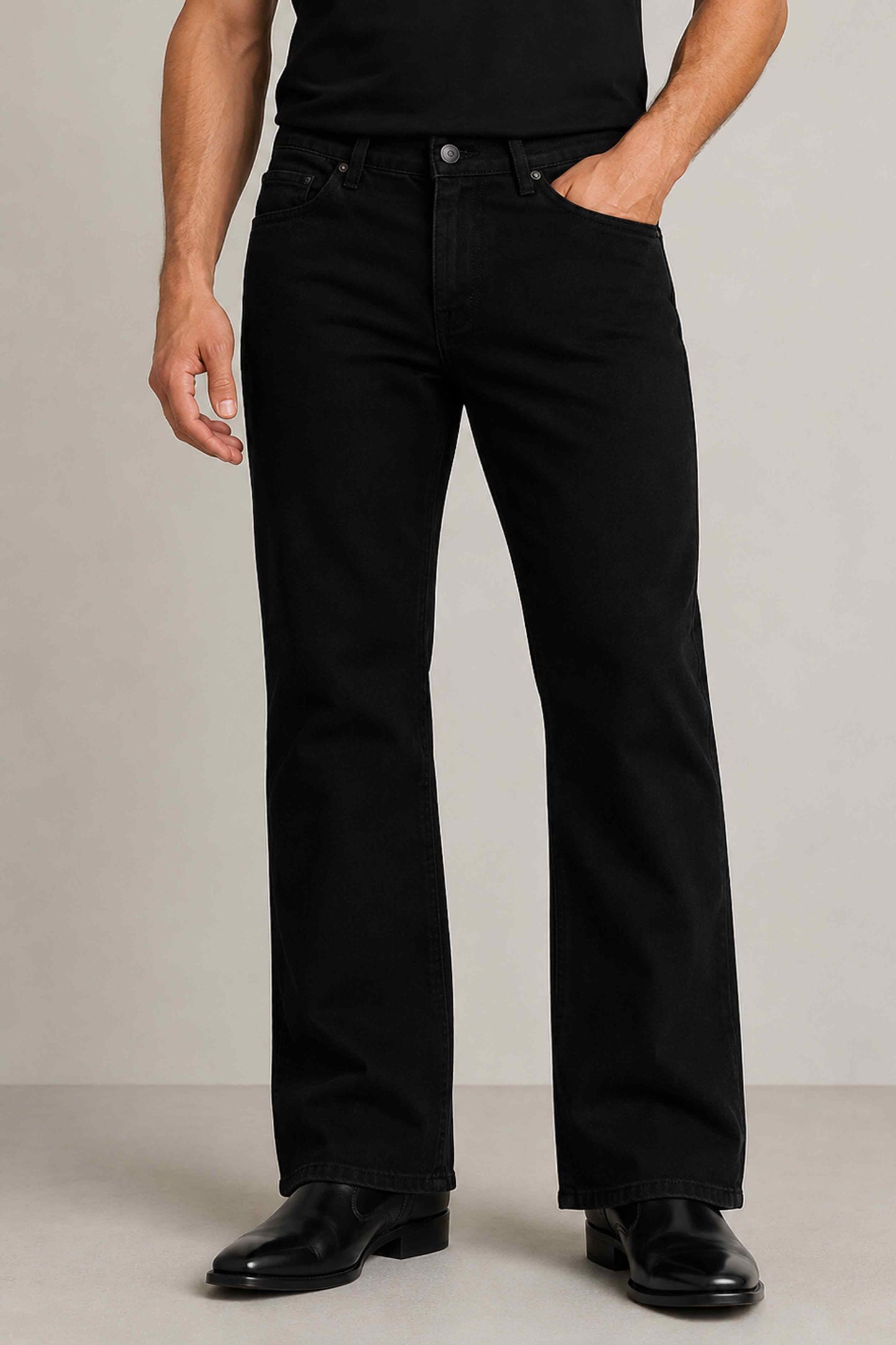 W.T.F Men Black Bootcut Classic Jeans