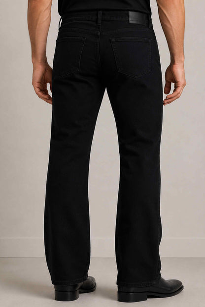 W.T.F Men Black Bootcut Classic Jeans