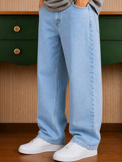 W.T.F Men Pure Cotton Comfort Blue Regular Fit Jeans