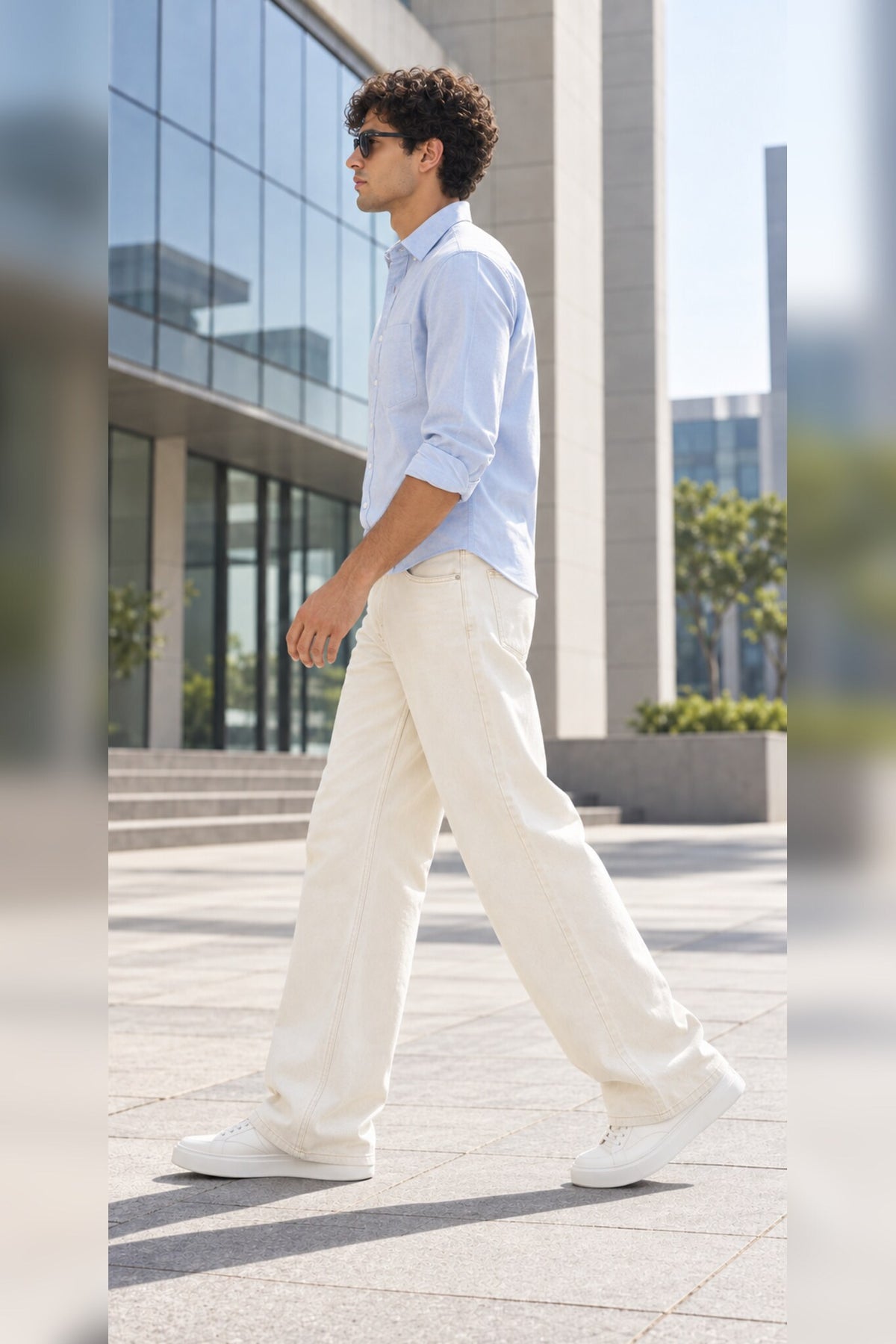 WTF Ecru Baggy Jeans for Men | W.T.F®