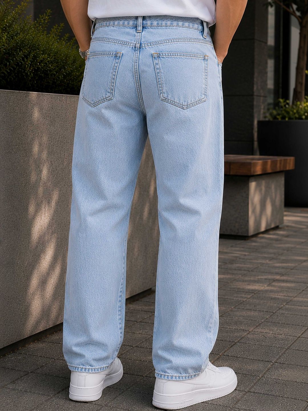 W.T.F Men Pure Cotton Comfort Light Fade Blue Regular Fit Jeans