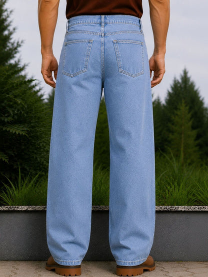 W.T.F Men Pure Cotton Comfort Blue Relaxed Fit Jeans