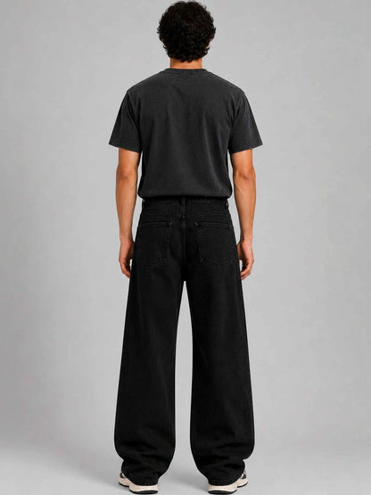 W.T.F Men Pure Cotton Comfort Black Regular Fit Jeans