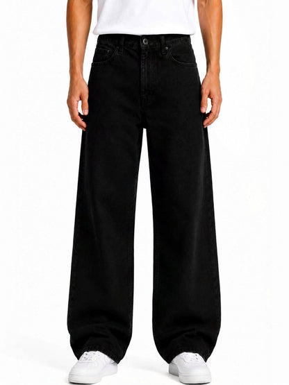 W.T.F Men Straight Fit Pure Cotton Comfort Black Jeans
