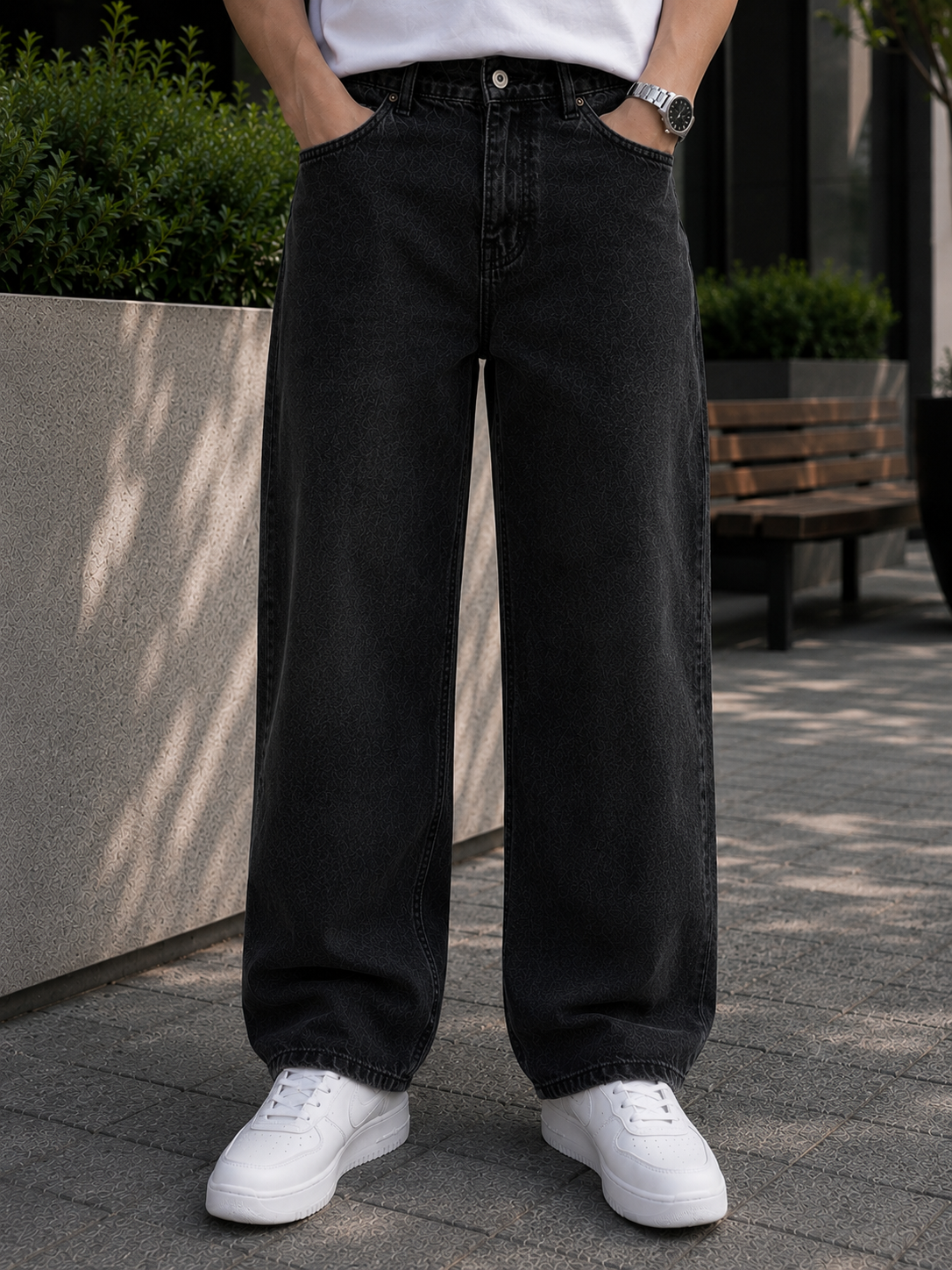 W.T.F Men Pure Cotton Comfort Charcoal Relaxed Fit Jeans