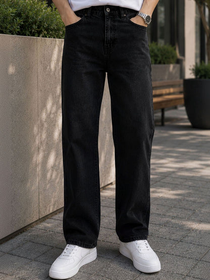 W.T.F Men Pure Cotton Comfort Charcoal Straight Fit Jeans
