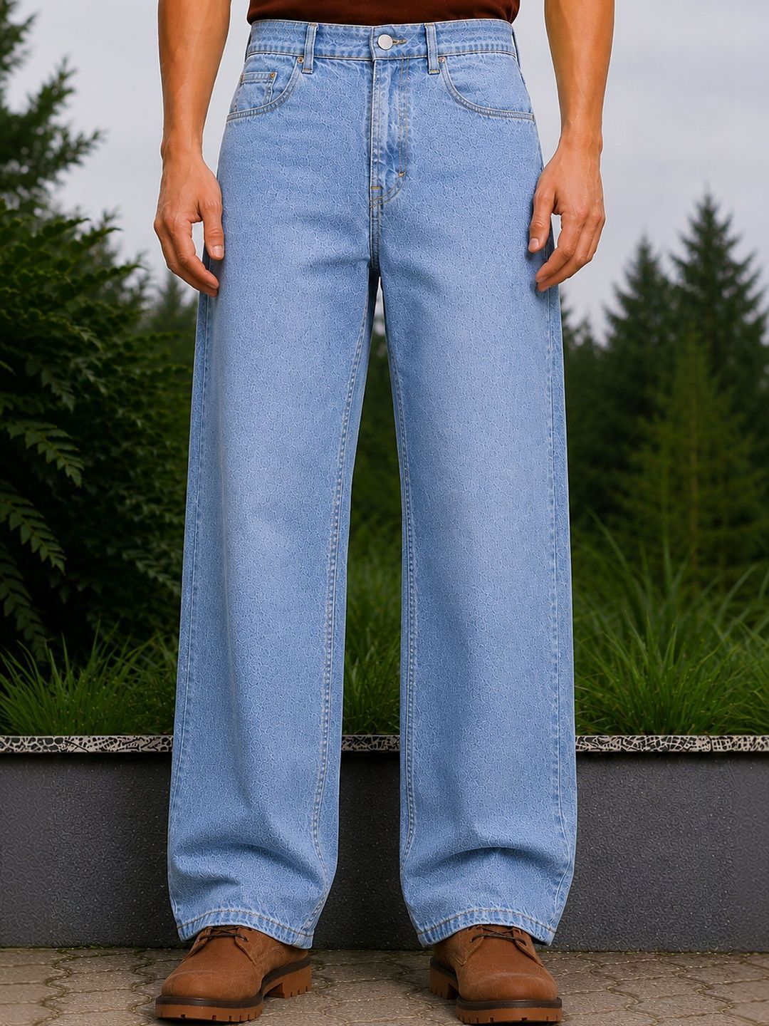 W.T.F Men Pure Cotton Comfort Blue Relaxed Fit Jeans