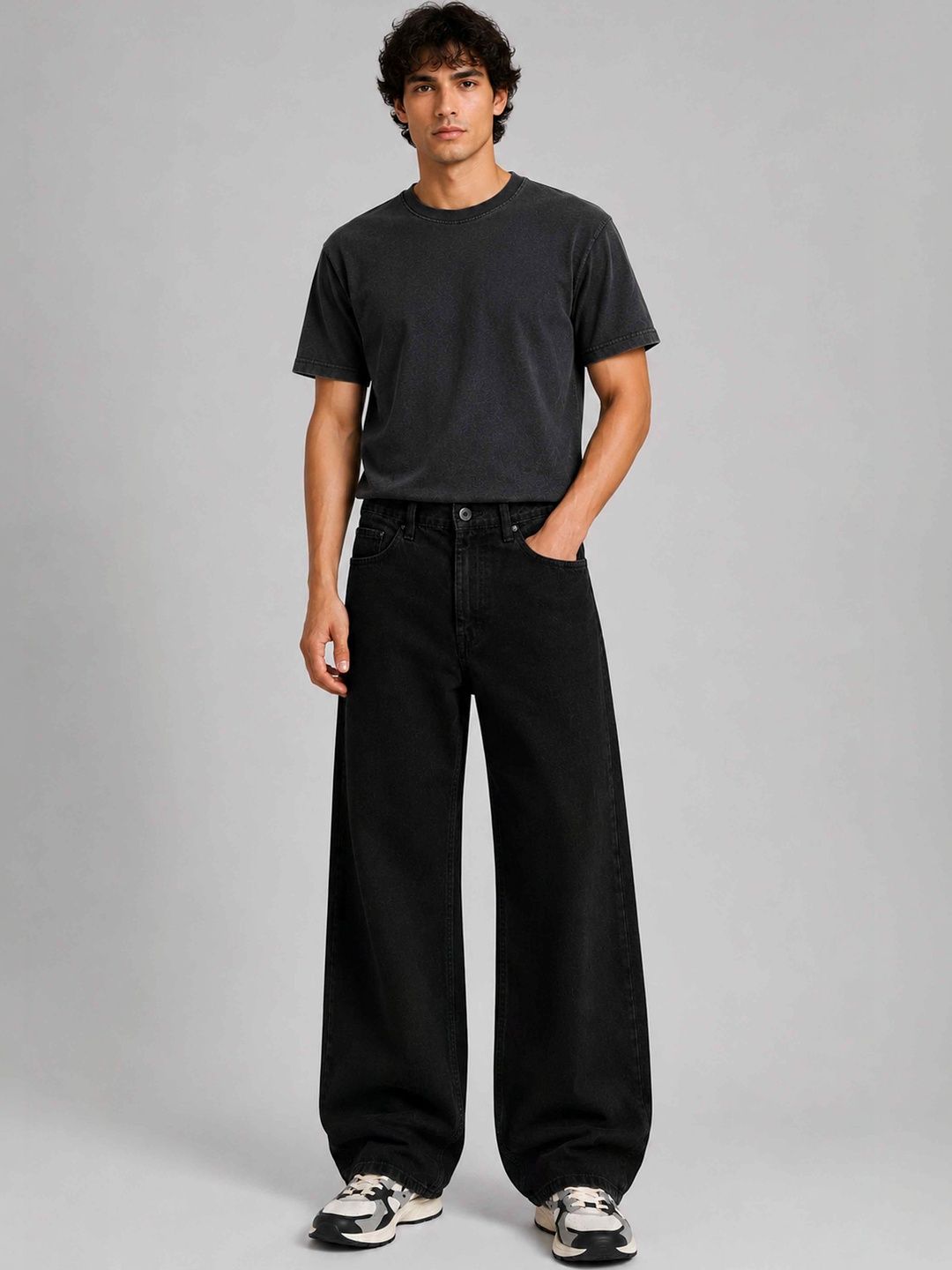 W.T.F Men Pure Cotton Comfort Black Regular Fit Jeans