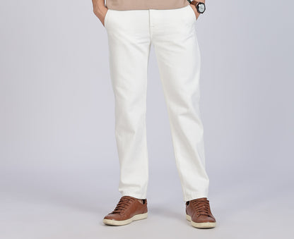 Men Casual Regular Fit Off White Mid Rise Jeans