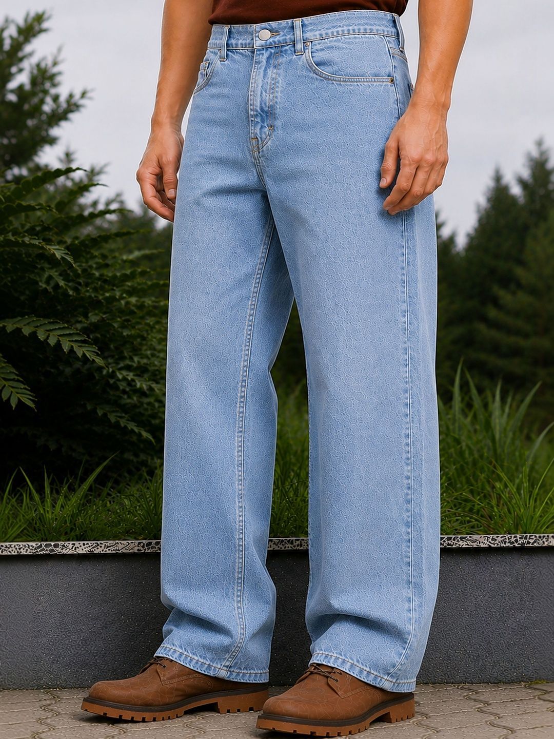 W.T.F Men Pure Cotton Comfort Blue Relaxed Fit Jeans