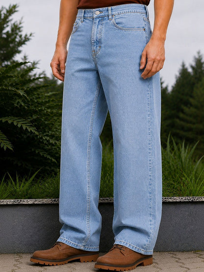W.T.F Men Pure Cotton Comfort Blue Relaxed Fit Jeans