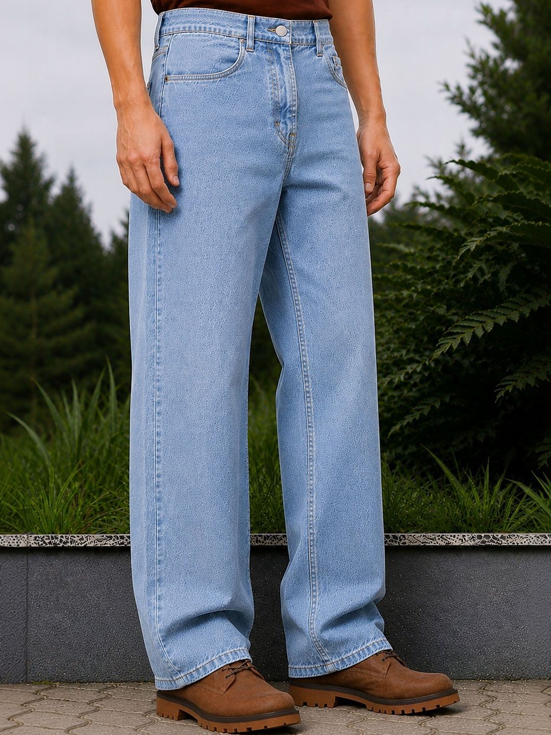 W.T.F Men Pure Cotton Comfort Blue Relaxed Fit Jeans