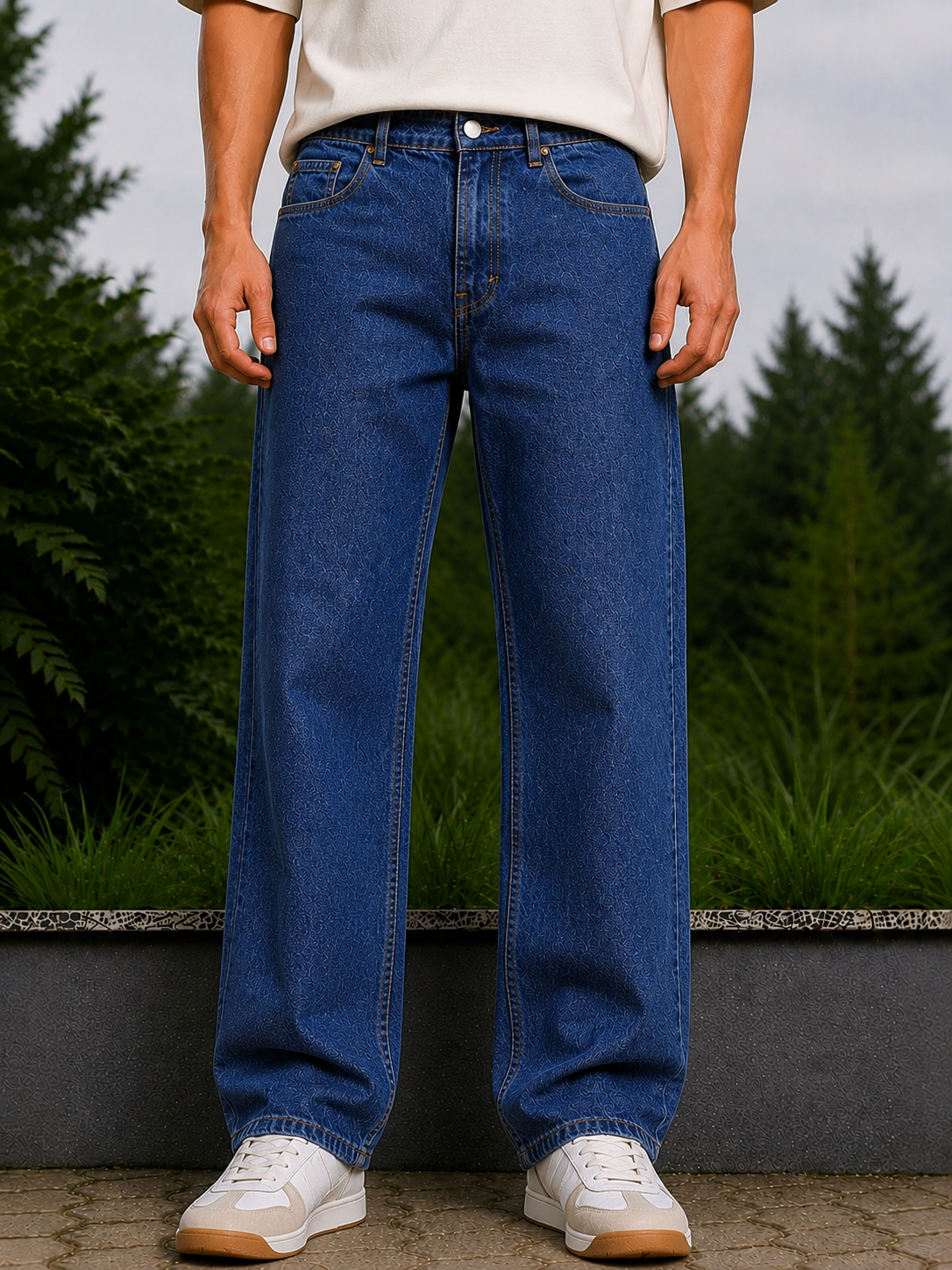 W.T.F Men Straight Fit Pure Cotton Comfort Indigo Blue Jeans