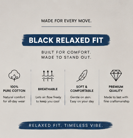 W.T.F Men Black Relaxed Fit Jeans