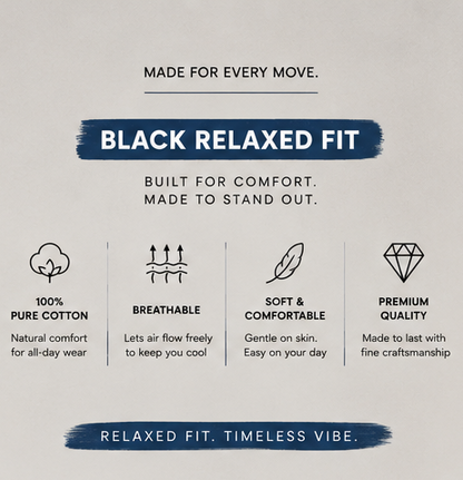 W.T.F Men Black Relaxed Fit Jeans