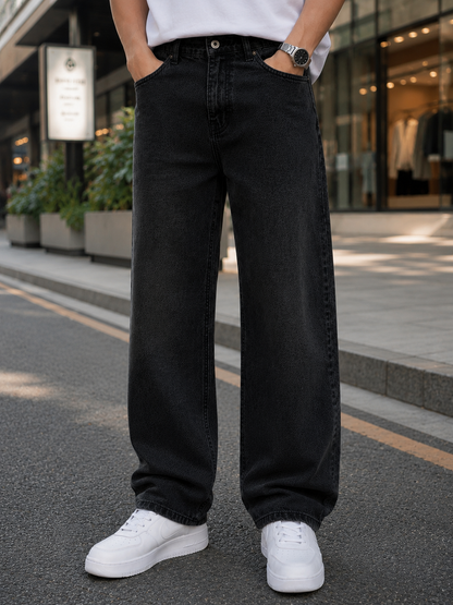 W.T.F Men Pure Cotton Comfort Charcoal Relaxed Fit Jeans