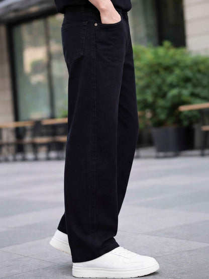 W.T.F Men Black Relaxed Fit Jeans