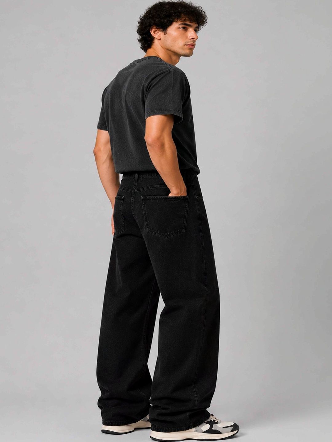 W.T.F Men Pure Cotton Comfort Black Regular Fit Jeans