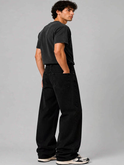 W.T.F Men Pure Cotton Comfort Black Regular Fit Jeans