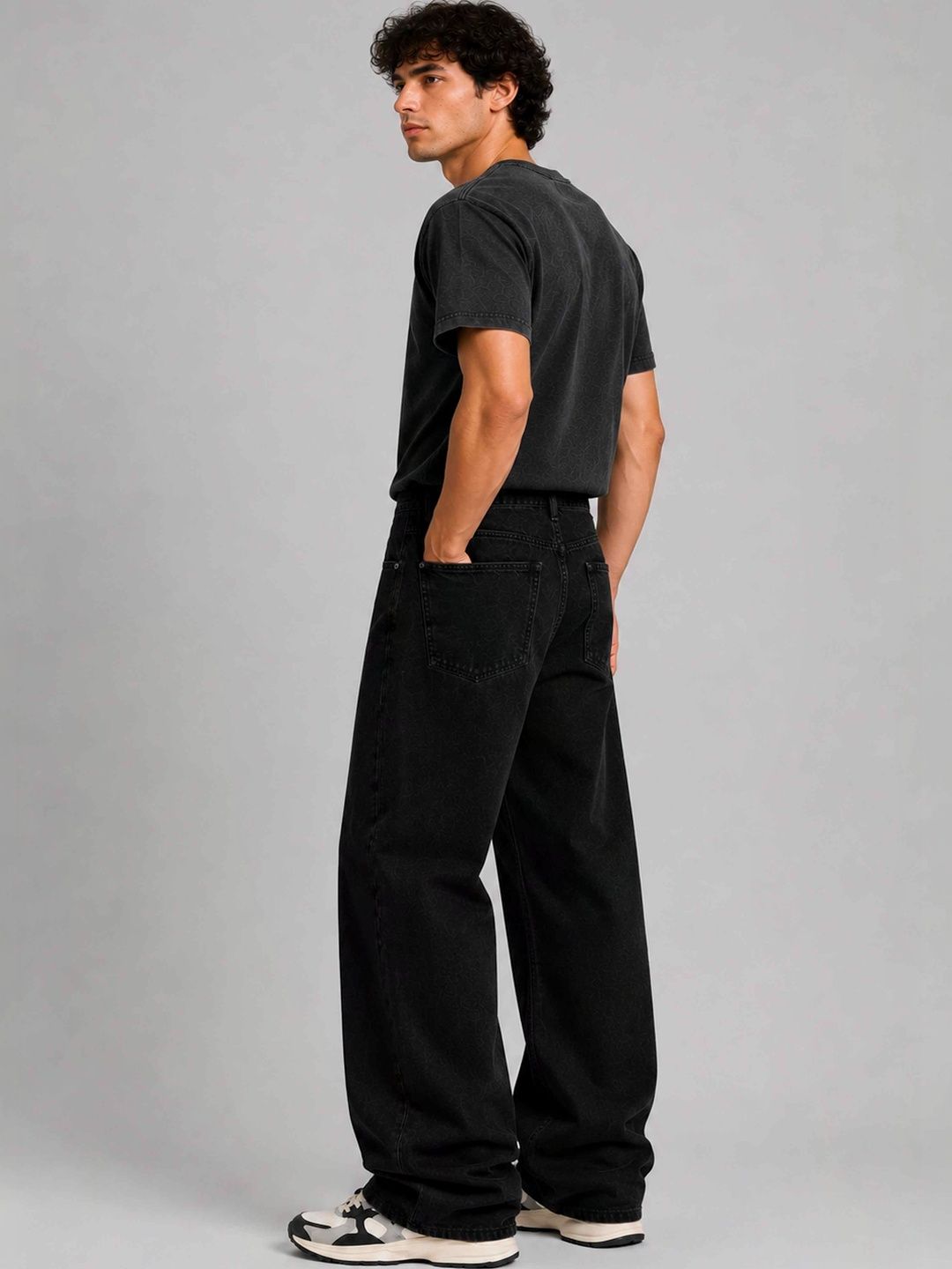 W.T.F Men Pure Cotton Comfort Black Regular Fit Jeans
