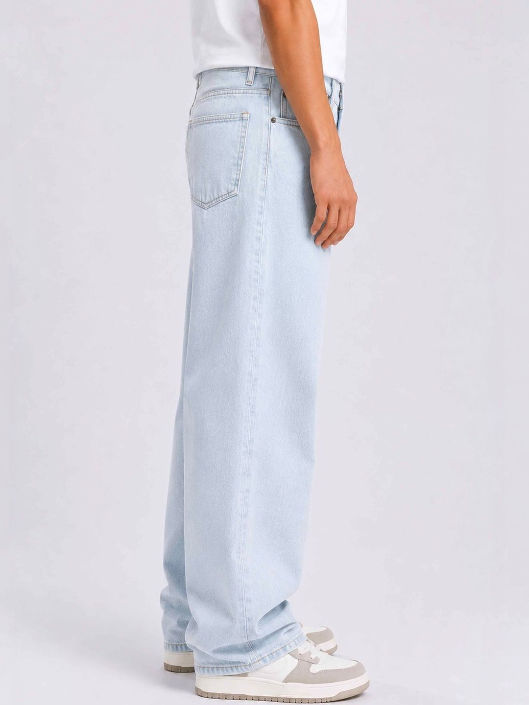 W.T.F Unisex Pure Cotton Comfort Ice Blue Relaxed Fit Jeans
