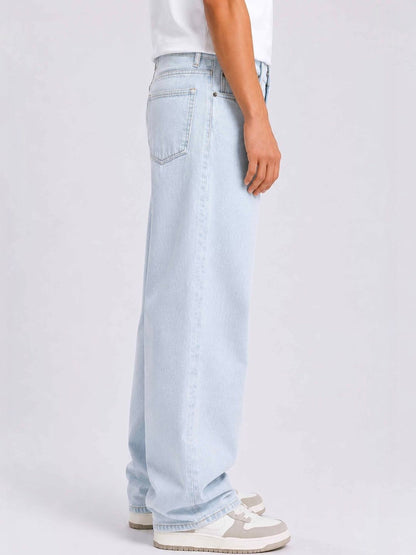 W.T.F Unisex Pure Cotton Comfort Ice Blue Relaxed Fit Jeans