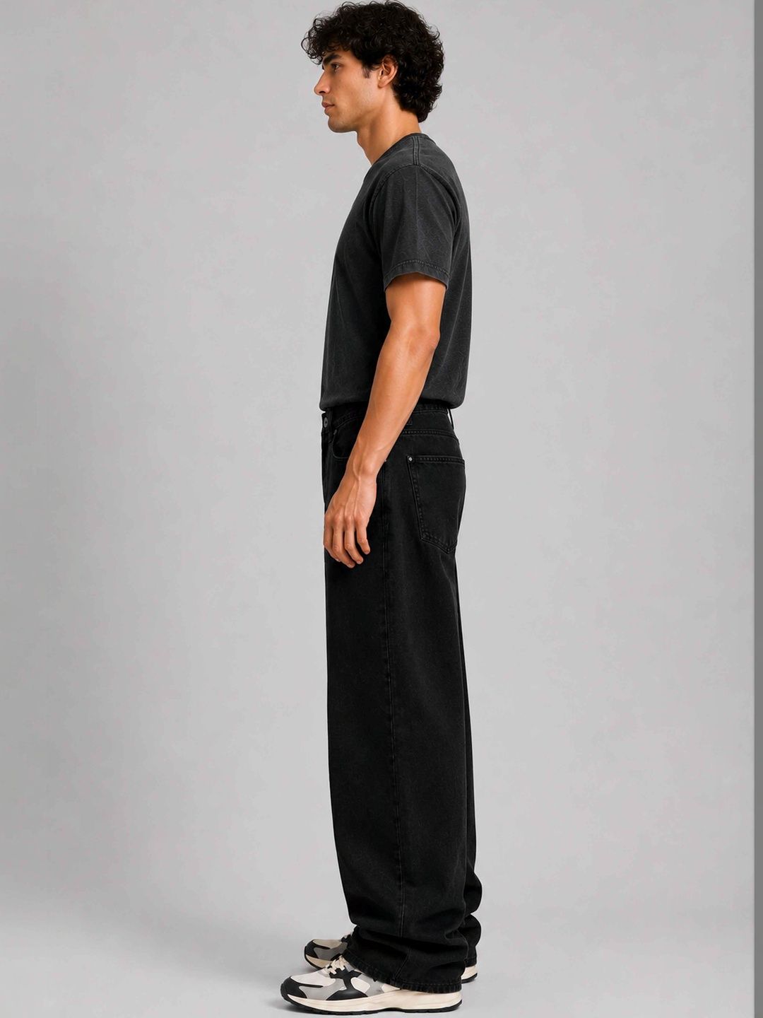 W.T.F Men Pure Cotton Comfort Black Regular Fit Jeans