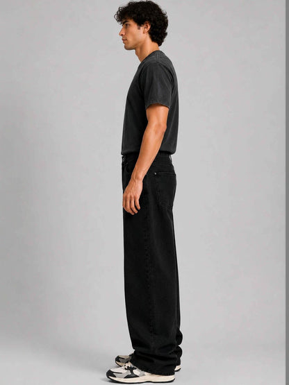 W.T.F Men Pure Cotton Comfort Black Regular Fit Jeans