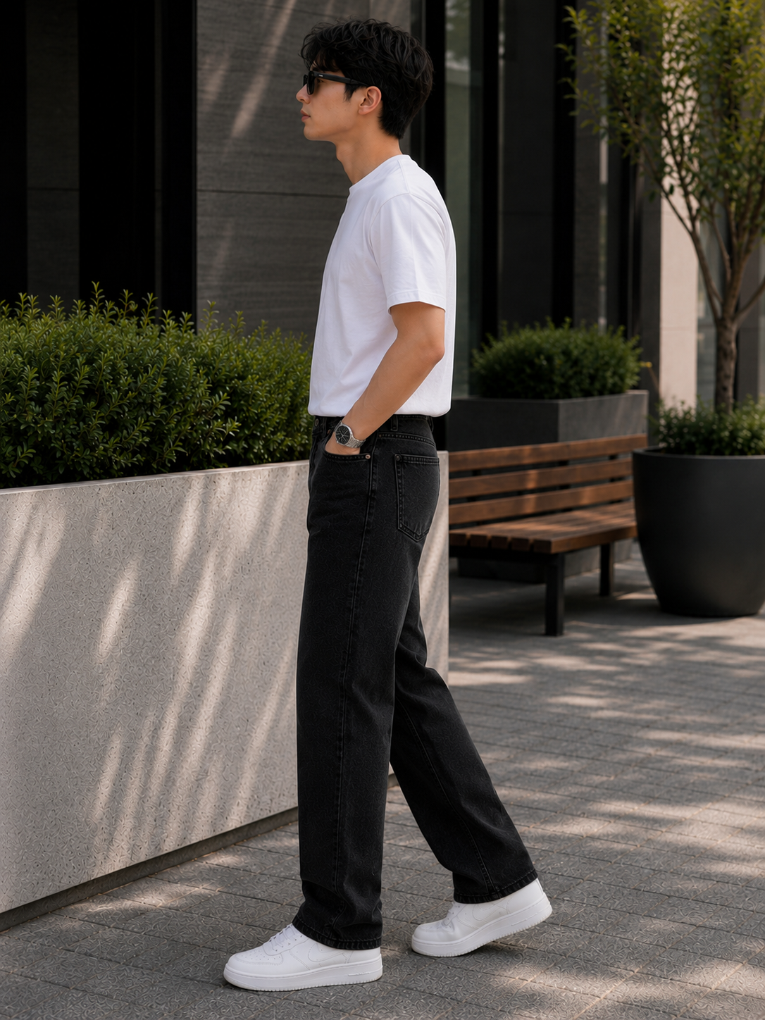 W.T.F Men Pure Cotton Comfort Charcoal Regular Fit Jeans